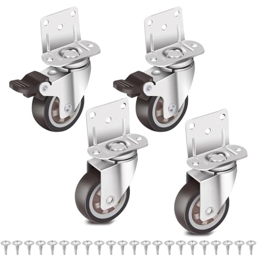 HASTHIP® 1 Inch L-Shaped Caster Wheels Set of 8, 360° Swivel TPE Rubber Casters with Ball Bearings, 400LBS Load, Silent No Mark Side Mount for Furniture, Baby Bed, Cart, Shelves, DIY, Black HASTHIP® 1 Inch L-Shaped Caster Wheels Set of 8, 360° Swivel TPE Rubber Casters with Ball Bearings, 400LBS Load, Silent No Mark Side Mount for Furniture, Baby Bed, Cart, Shelves, DIY, Black